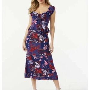 Sofia by Sofia Vergara Floral Midi Dress - Blue and Red